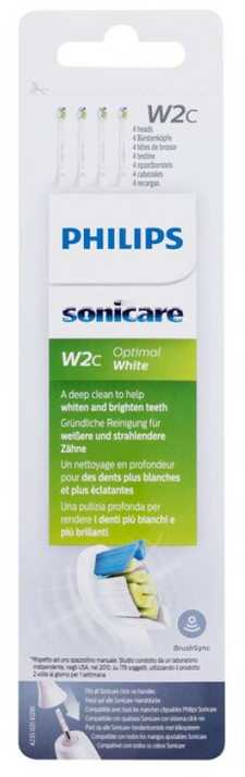 Philips Sonicare W2c Optimal Baltos kompaktiškos Sonic dantų šepetėlio galvutės, HX6074/27, 4 vnt.