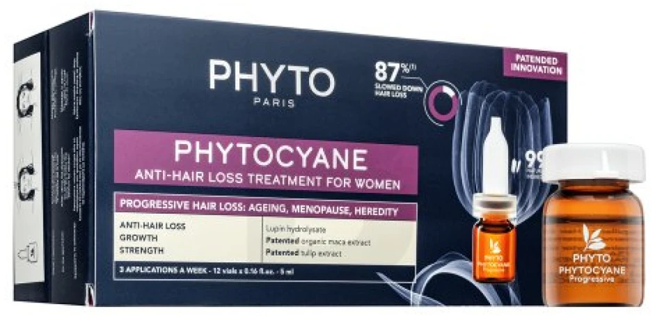 Phyto „Cyane“ progresuojančio plaukų slinkimo gydymas moterims 12 x 5 ml