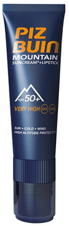Piz Buin Mountain Range 2in1 SPF 50+ apsauginis veido kremas ir balzamas lūpoms viename, 20 ml
