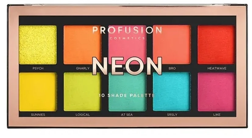 Profusion Cosmetics Profusion 10 atspalvių paletė neoninė