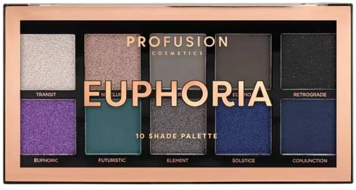 Profusion Cosmetics Euphoria Eyeshadow Palette 10 Shades, 103 g