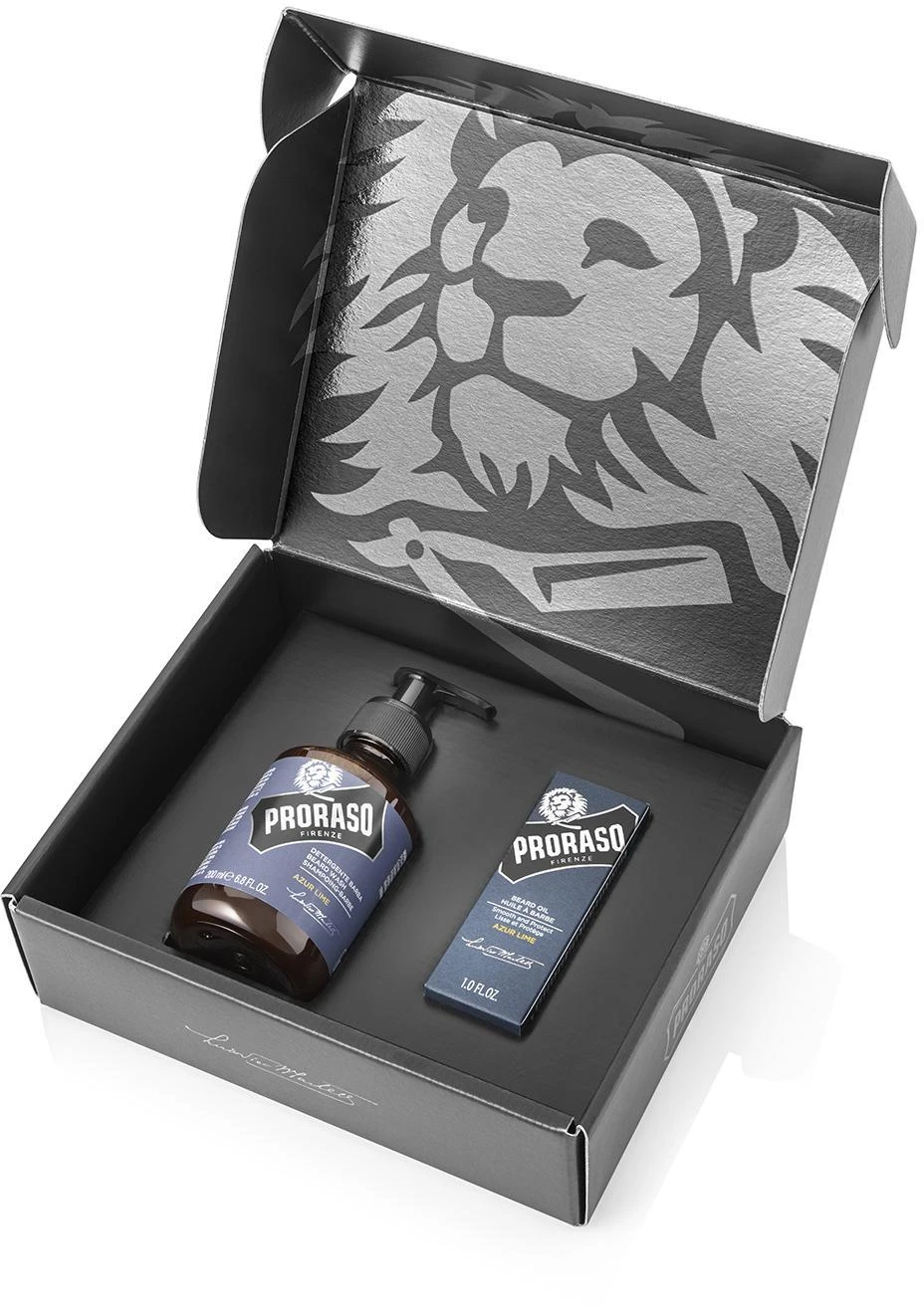 Barzdos priežiūros rinkinys Proraso Duo Pack Azur Lime Beard Oil & Shampoo, 1vnt