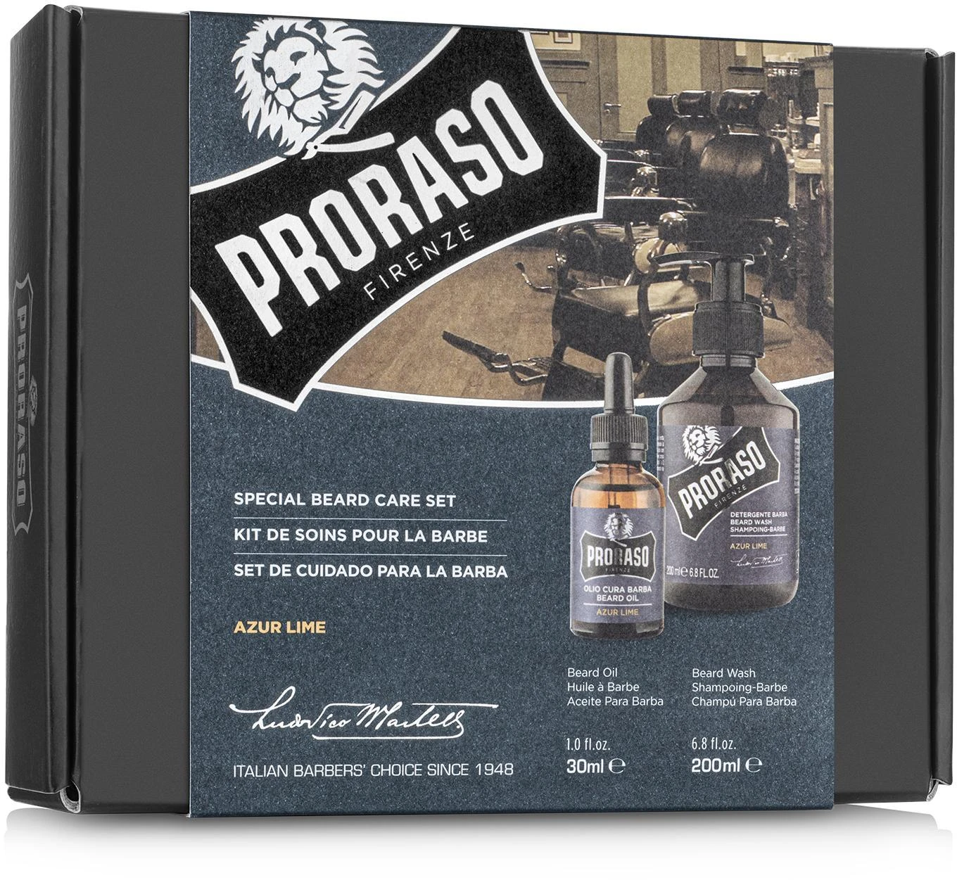 Barzdos priežiūros rinkinys Proraso Duo Pack Azur Lime Beard Oil & Shampoo, 1vnt