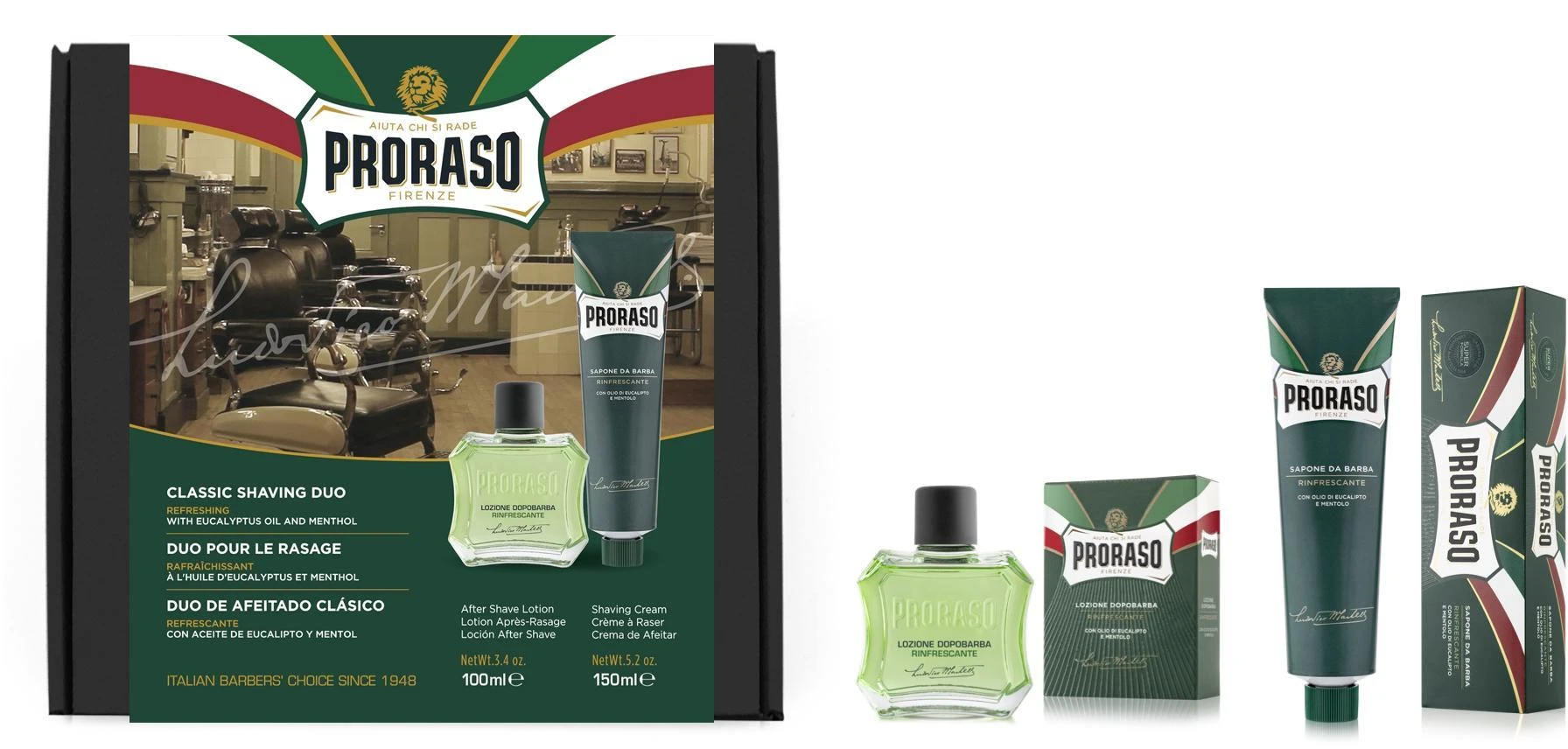 Proraso Duo Pack Refresh Shaving Cream & Lotion Skutimosi rinkinys