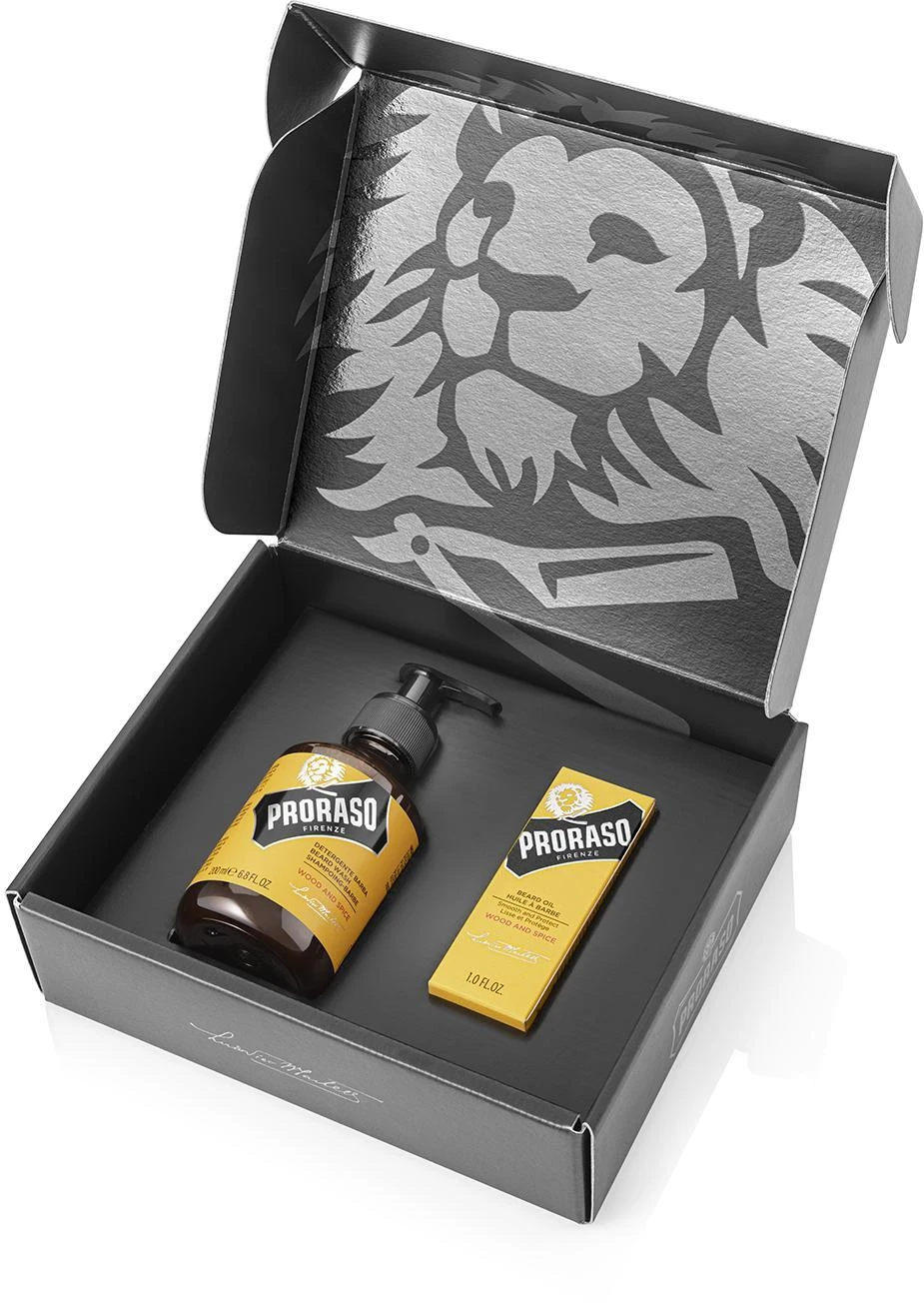 Barzdos priežiūros rinkinys Proraso Duo Pack Wood & Spice Beard Oil & Shampoo, 1vnt