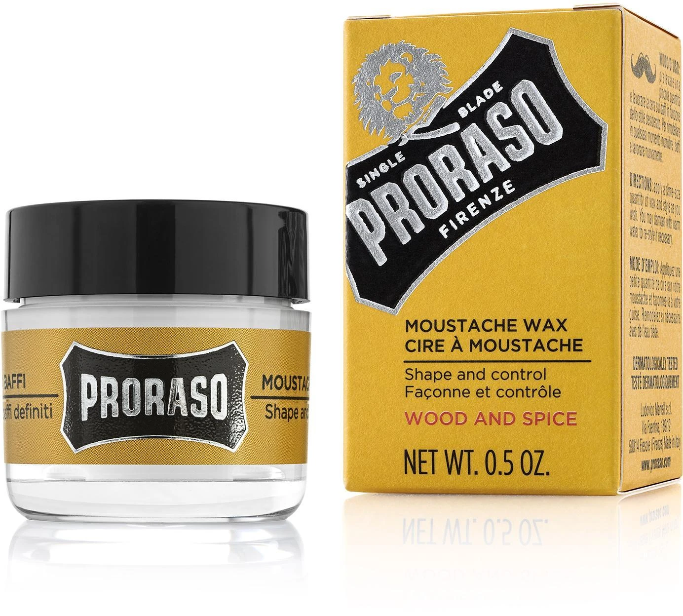 PRORASO Vaškas ūsams Wood & Spice, 15 ml