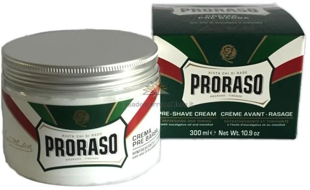 Proraso Green Line Pre-Shave Cream Gaivinantis kremas prieš skutimąsi su eukaliptu, 300 ml