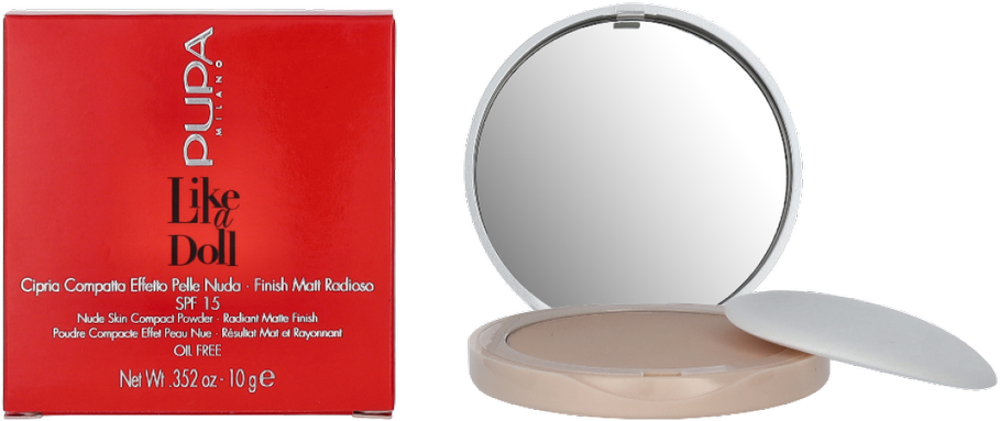 Pupa Milano Pupa Like A Doll Nude Skin kompaktinė pudra SPF15, 10 g