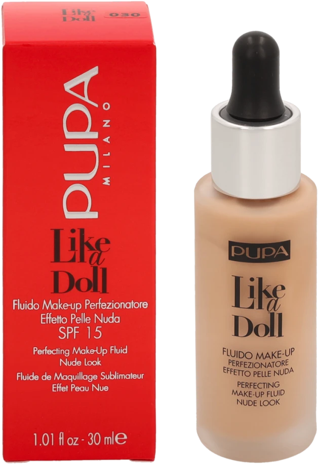 Pupa Milano Pupa Pupa Like A Doll Perfecting Make-Up Fluid SPF15 #030 Natural rusvai gelsvas, 30 ml