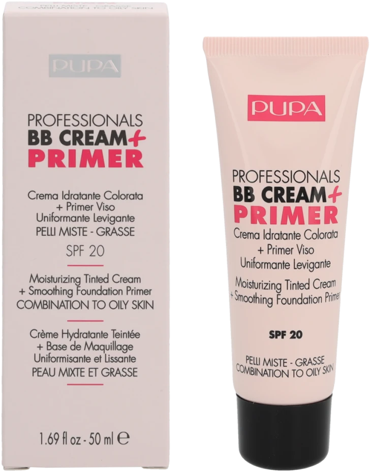 Pupa Milano Pupa Pupa Professionals BB Kreminis + Primer SPF 20 BB veido kremas-makiažo pagrindas, atspalvis: 001 Nude, 50 ml