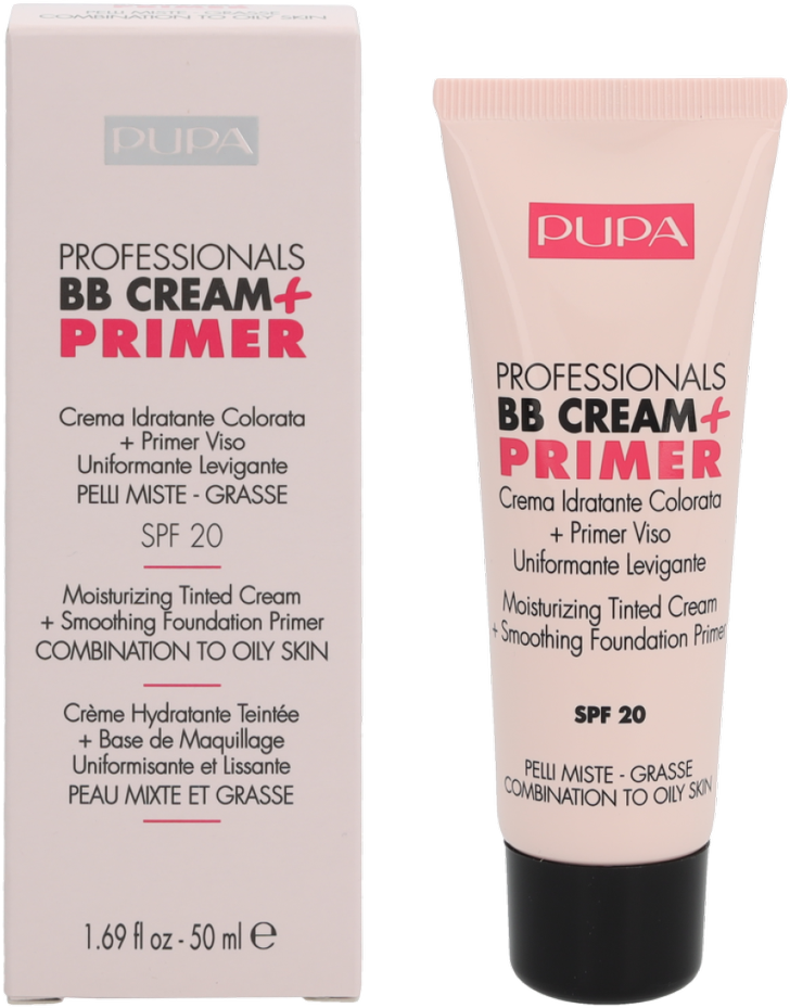 Pupa Milano Pupa Pupa Professionals BB Kreminis + Primer SPF 20 BB veido kremas-makiažo pagrindas, atspalvis: 001 Nude, 50 ml
