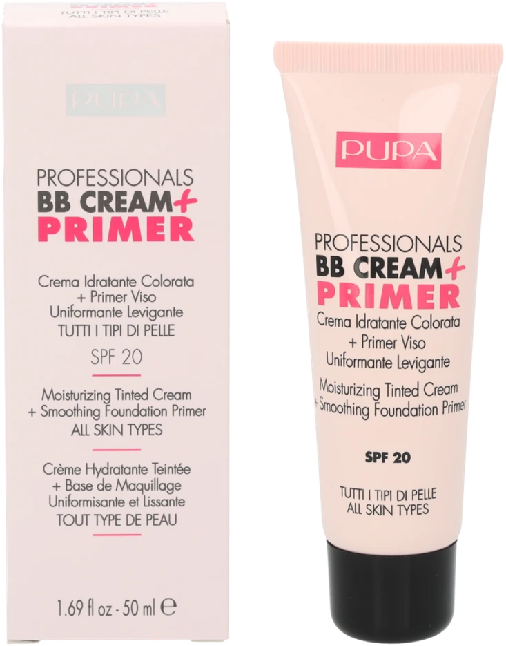 Pupa Milano Pupa Pupa Professionals BB Kreminis + Primer SPF 20 BB veido kremas-makiažo pagrindas, atspalvis: 001 Nude, 50 ml