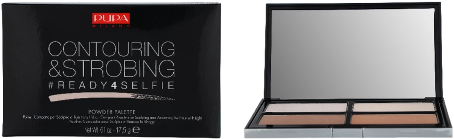 Pupa Milano Pupa #READY4SELFIE Contouring & Strobing Powder Palette kontūravimo ir strobingo pudros paletė, atspalvis: 001-Light Skin, 17,5 g