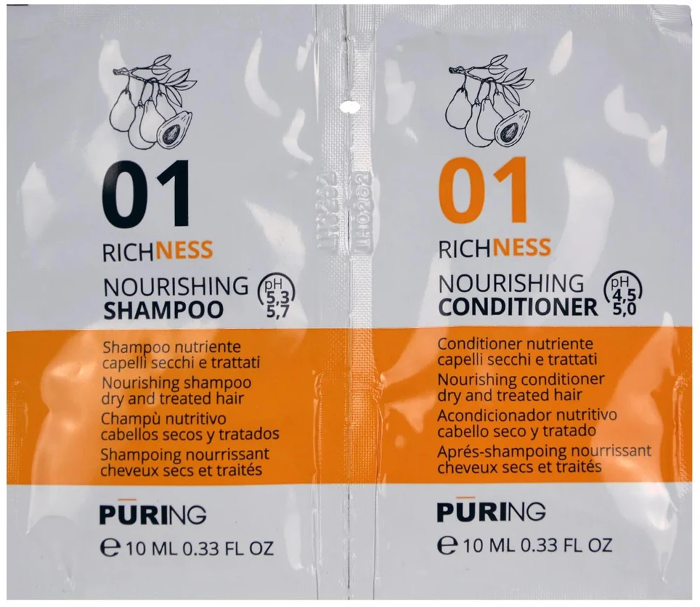 PURING 01 Richness maitinantis šampūnas + kondicionierius 10+, 10 ml