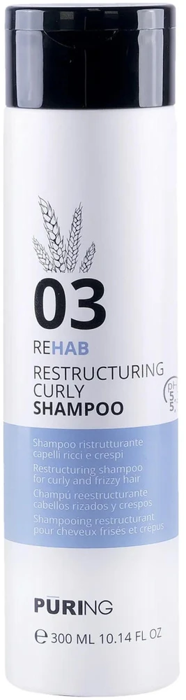 PURING 03 Rehab Restructuring Skirtas garbanotiems plaukams Šampūnas šampūnas garbanotiems plaukams, 300 ml