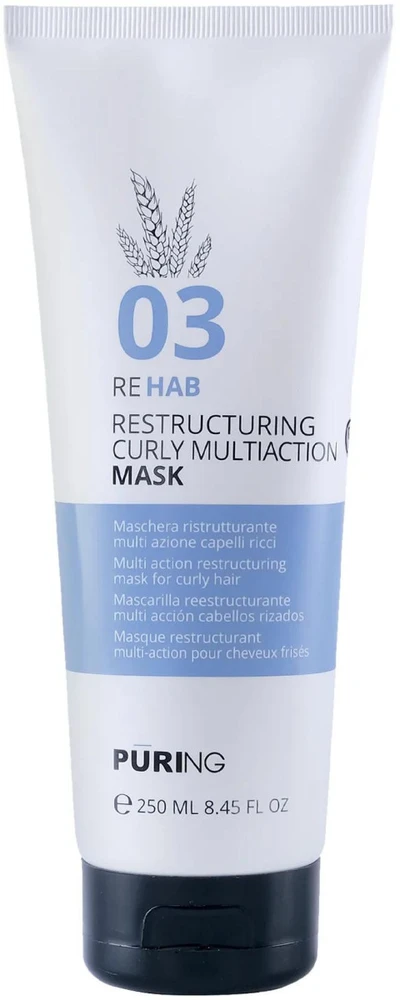 PURING 03 Rehab Restructuring Skirtas garbanotiems plaukams Multi Action Mask plaukų kaukė, 250 ml