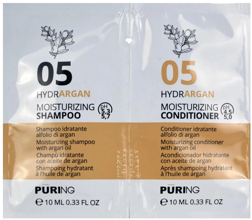 PURING 05 Hydrargan Drėkinamasis šampūnas + kondicionierius 10+, 10 ml