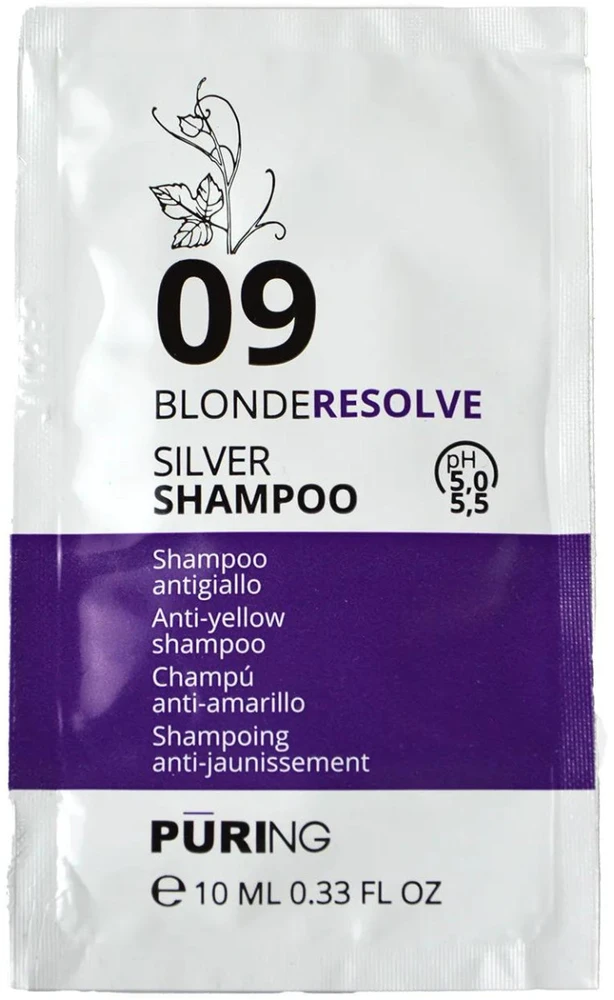 PURING 09 BlondeResolve Sidabrinis Šampūnas šampūnas, 10 ml