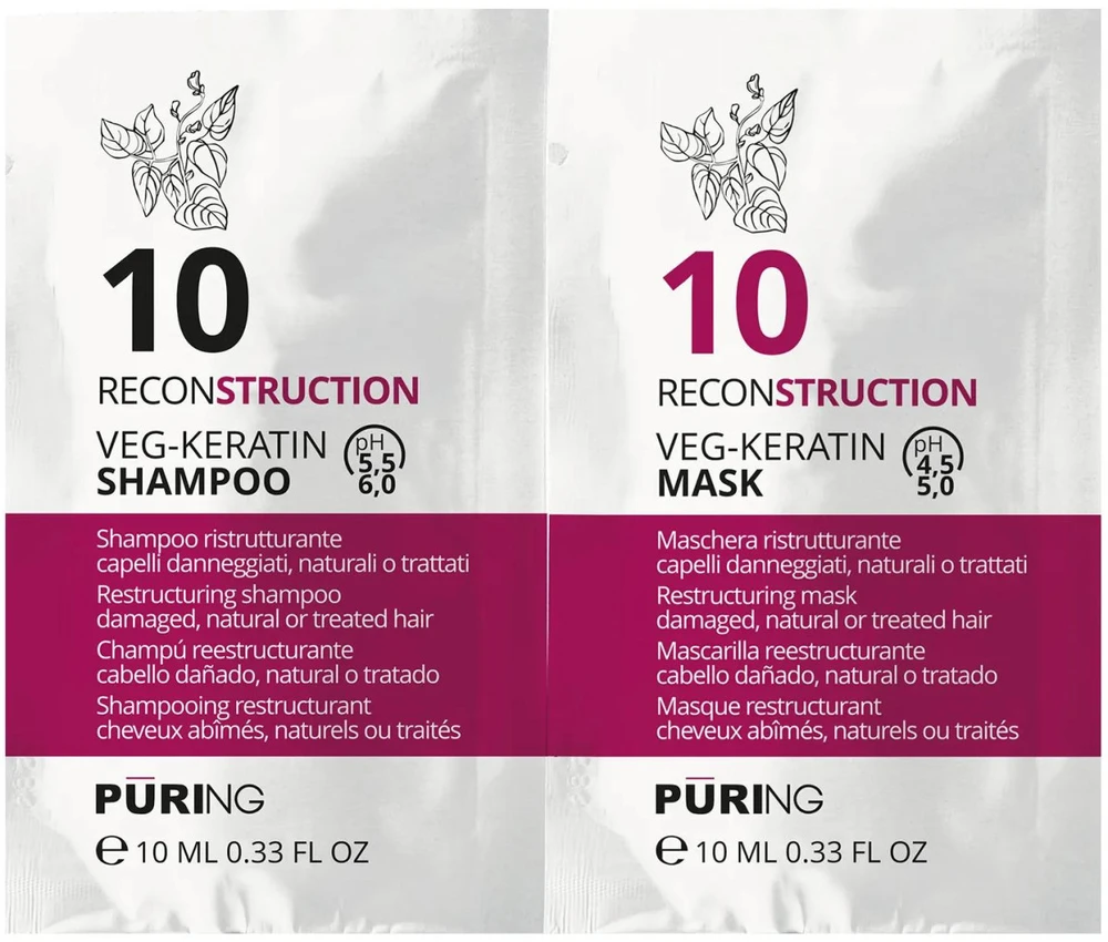 PURING 10 Reconstruction Veg-Keratin šampūnas + kaukė 10+, 10 ml