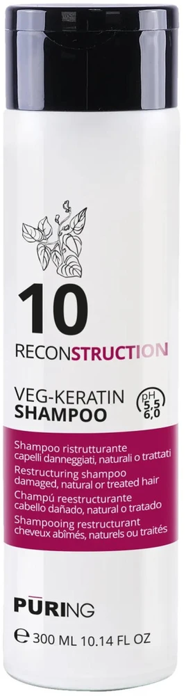 PURING 10 Reconstruction Veg-Keratin plaukų šampūnas, 300 ml