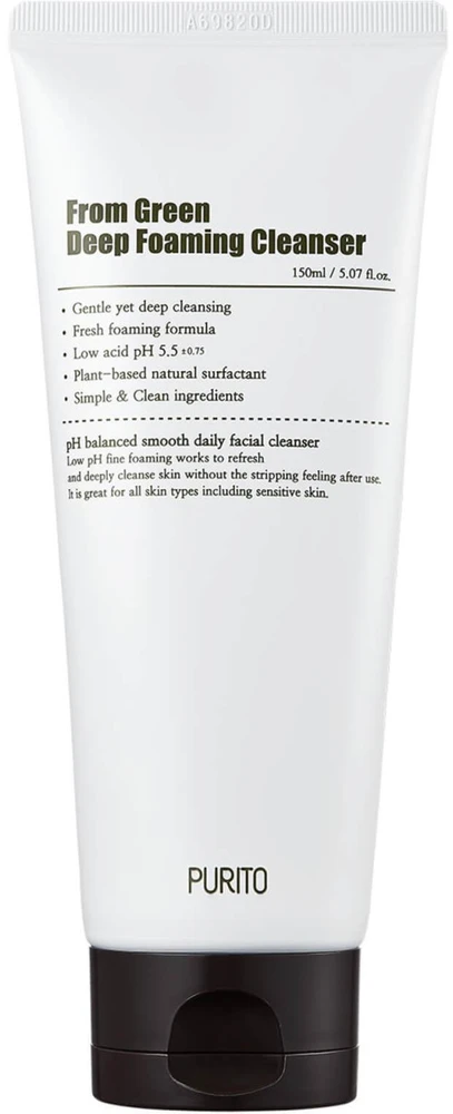 Purito Seoul From Žalias Deep Foaming Valiklis valomosios veido putos, 150 ml