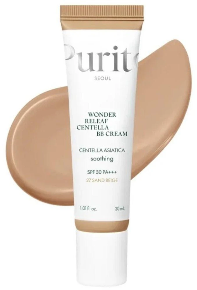 Purito Seoul Wonder Releaf Centella BB Kreminis SPF 30 PA+++ raminantis BB kremas, atspalvis: 27 Sand rusvai gelsvas, 30 ml