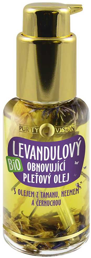 Purity Vision „Pure Vision“ ekologiškas levandų giliai atsinaujinantis odos aliejus, 45 ml