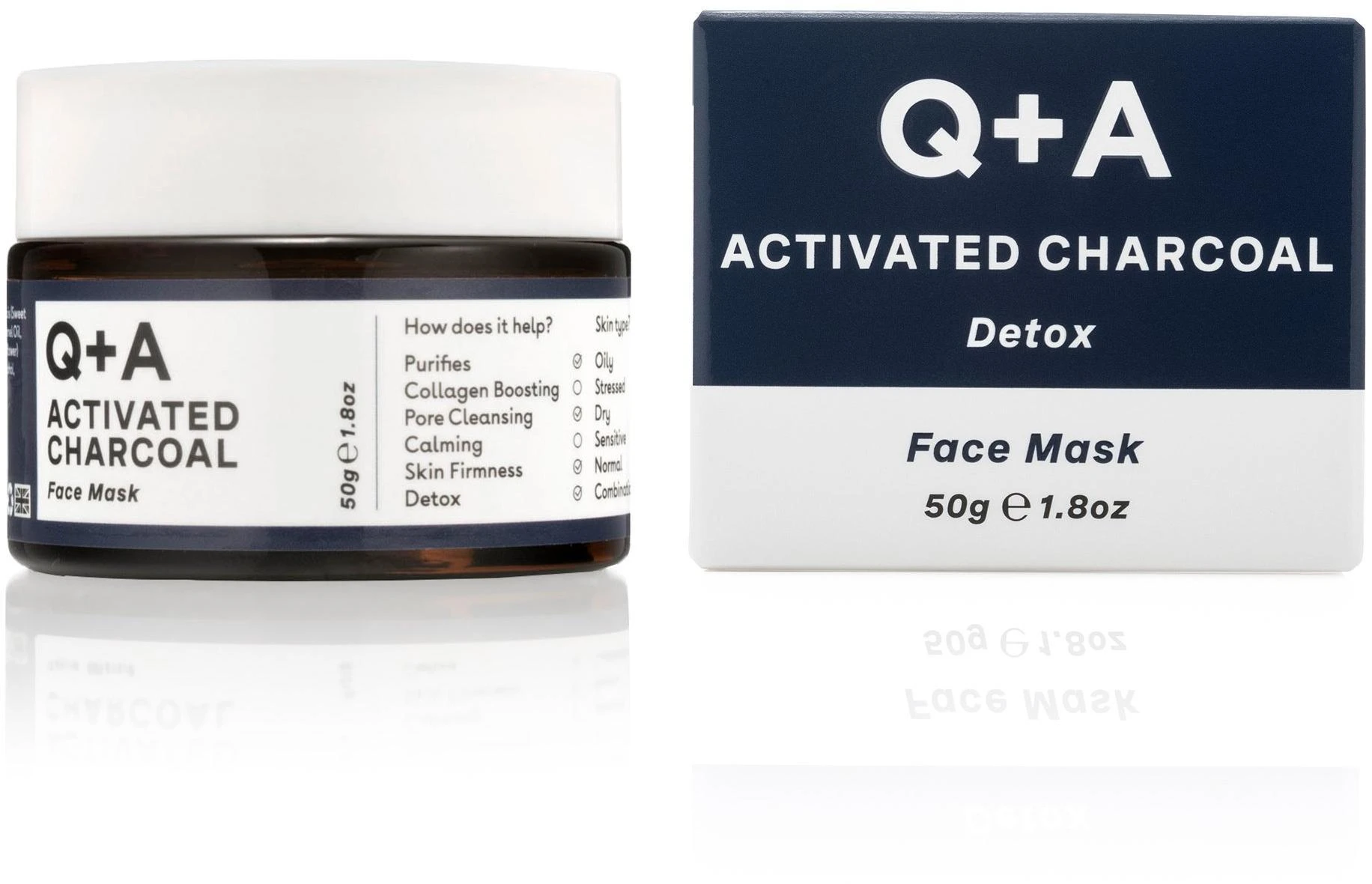Q+A Activated Charcoal Detox Face Mask Valomoji veido kaukė su aktyvuota anglimi, 50g