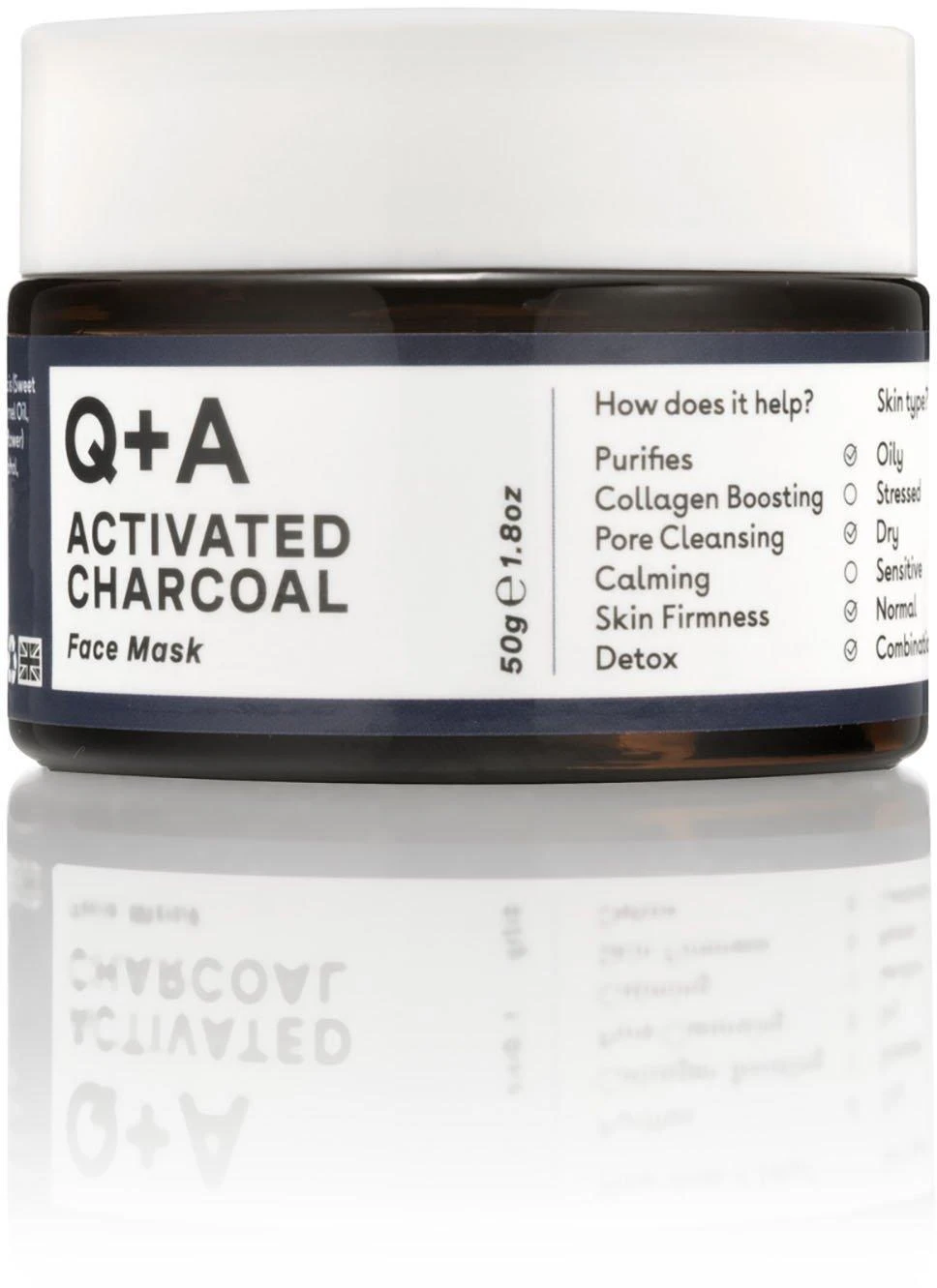 Q+A Activated Charcoal Detox Face Mask Valomoji veido kaukė su aktyvuota anglimi, 50g