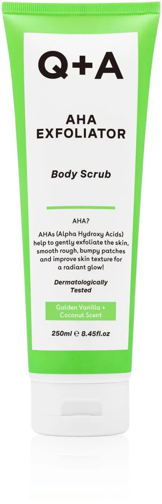 Q+A AHA Exfoliator Body Scrub Kūno šveitiklis su AHA rūgštimi, 250 ml