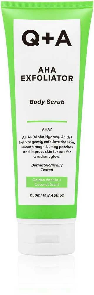 Q+A AHA Exfoliator Body Scrub Kūno šveitiklis su AHA rūgštimi, 250 ml