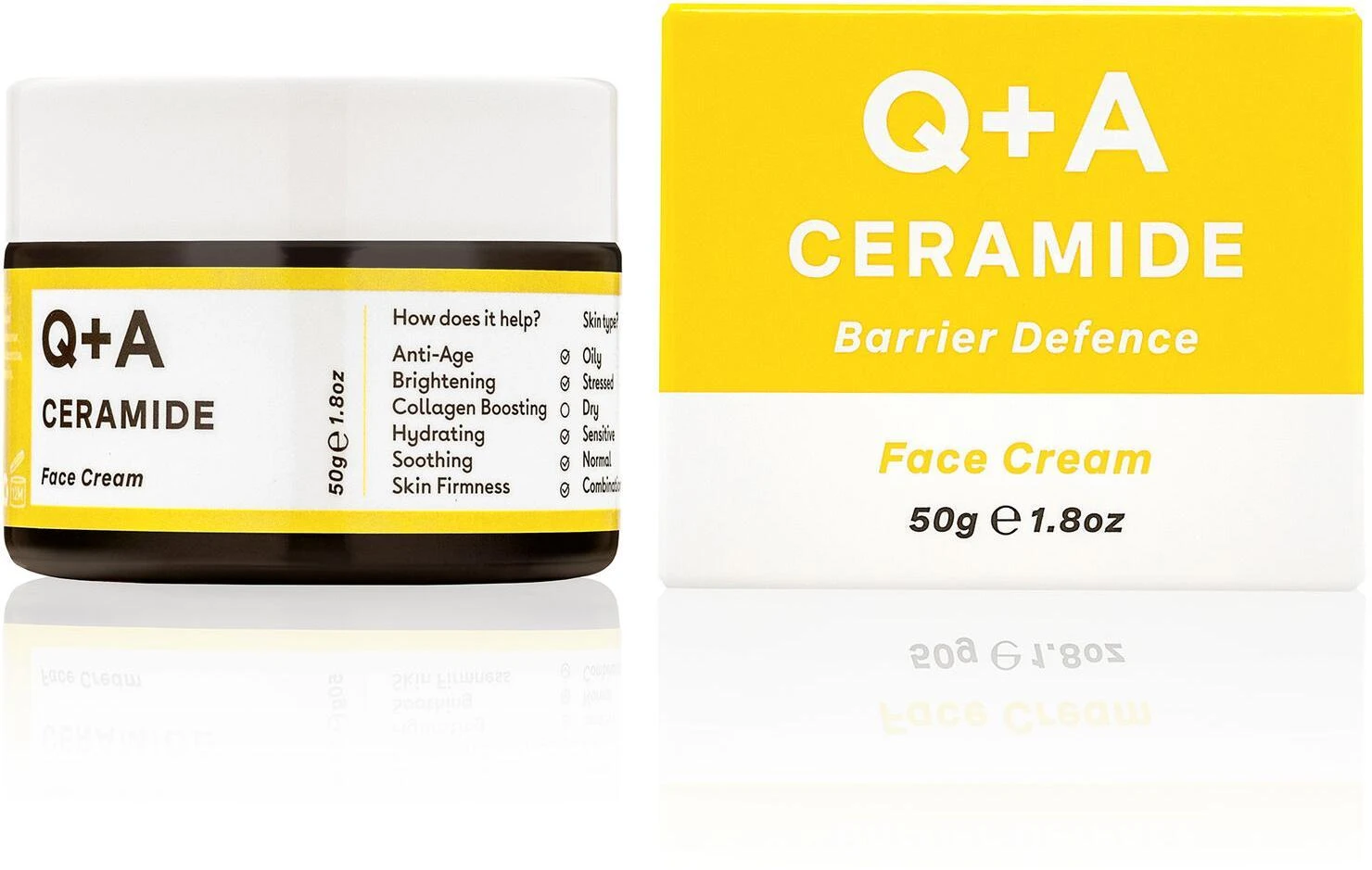 Q+A Ceramide Barrier Defence Face Kreminis Veido kremas su keramidais, 50g