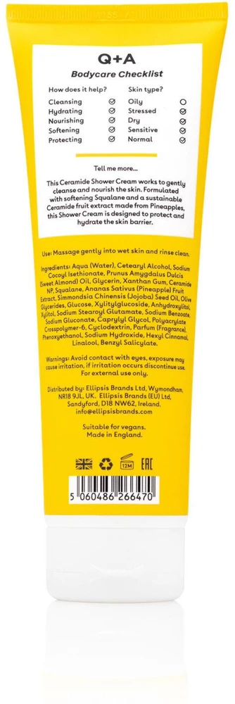 Q+A Ceramide Shower Kreminis Kūno prausiklis su keramidu, 250 ml