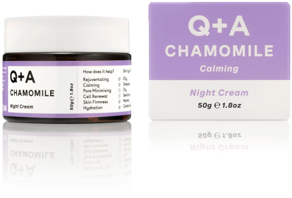 Q+A Chamomile Night Kreminis Raminamasis naktinis veido kremas, 50g