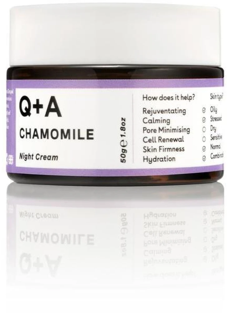 Q+A Chamomile Night Kreminis Raminamasis naktinis veido kremas, 50g