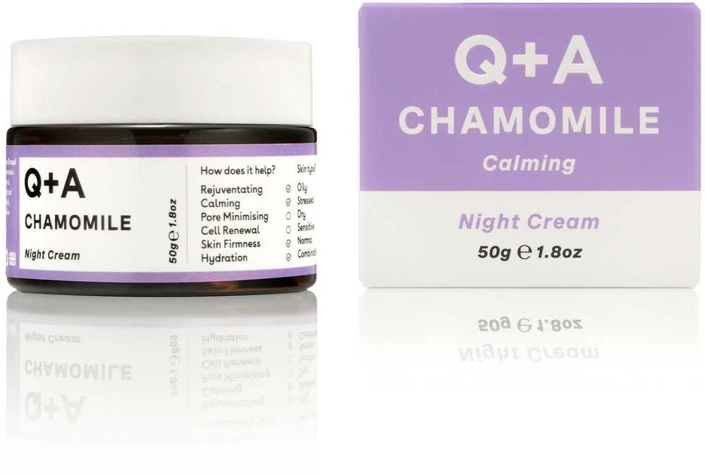 Q+A Chamomile Night Kreminis Raminamasis naktinis veido kremas, 50g