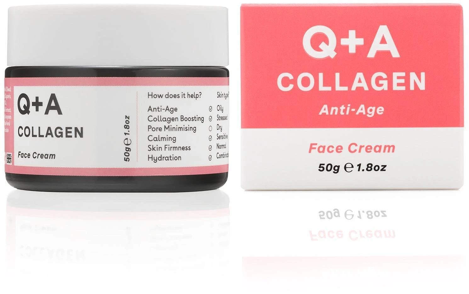 Q+A Collagen Anti-Age Face Kreminis Veido kremas su kolagenu, 50 ml