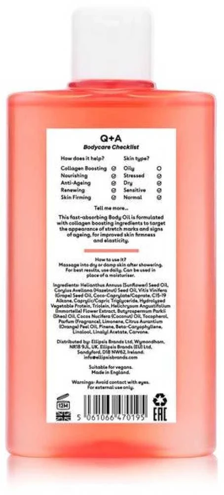 Q+A Collagen Firming Body Oil stangrinamasis kūno aliejus, 150 ml