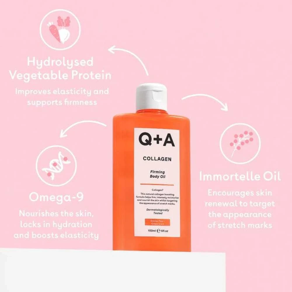 Q+A Collagen Firming Body Oil stangrinamasis kūno aliejus, 150 ml