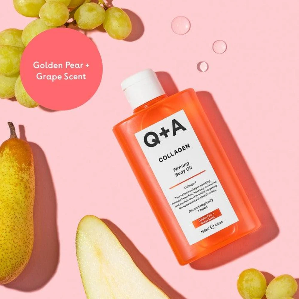 Q+A Collagen Firming Body Oil stangrinamasis kūno aliejus, 150 ml