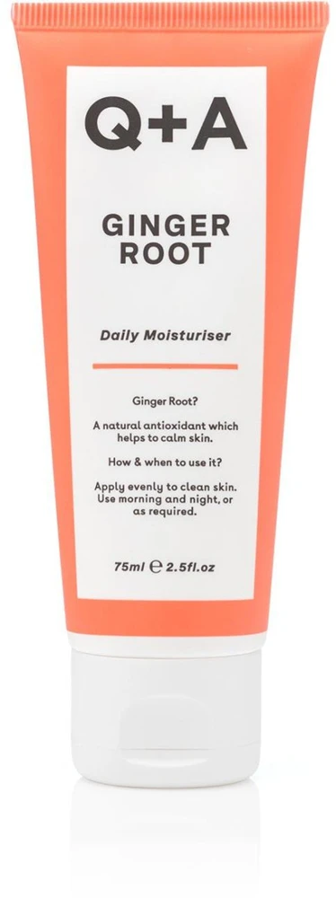 Q+A Ginger Root Daily Moisturiser Kasdienis drėkinamasis kremas, 75 ml