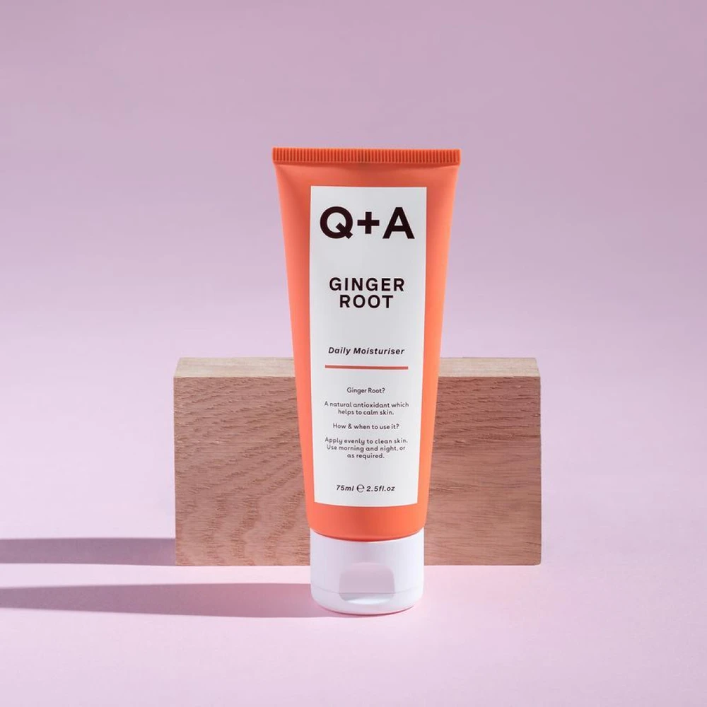Q+A Ginger Root Daily Moisturiser Kasdienis drėkinamasis kremas, 75 ml