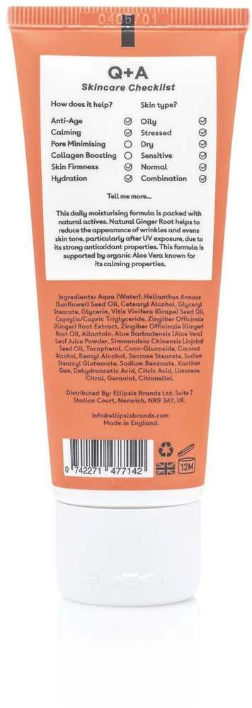 Q+A Ginger Root Daily Moisturiser Kasdienis drėkinamasis kremas, 75 ml