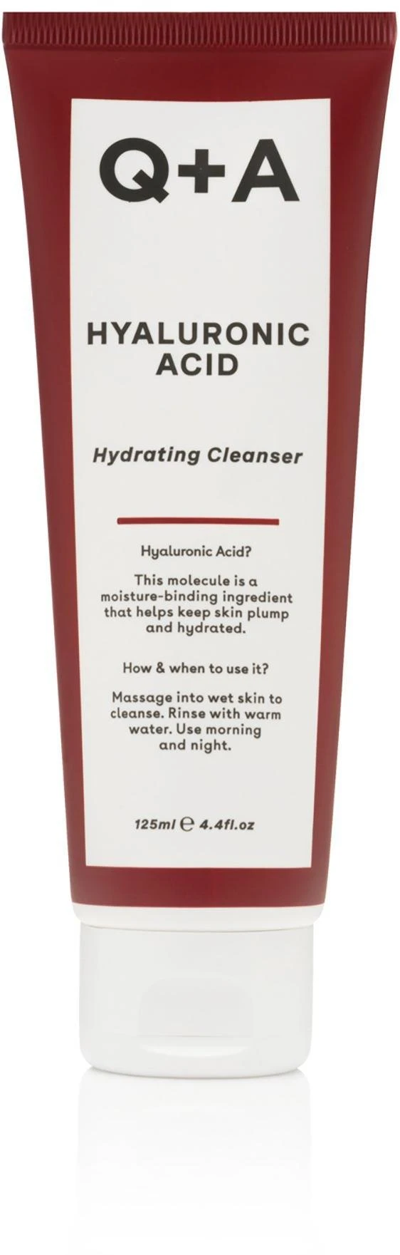 Q+A Hyaluronic Acid Hydrating Valiklis Drėkinamasis veido prausiklis, 125 ml