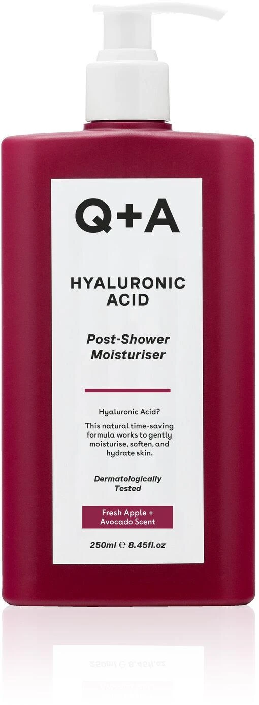 Q+A Hyaluronic Acid Post-Shower Moisturiser drėkinamasis kūno kremas su hialurono rūgštimi, 250 ml