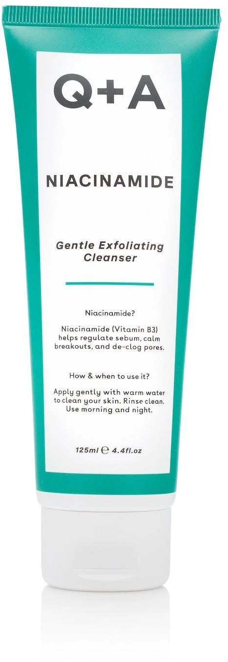 Q+A Niacinamide Gentle Exfoliating Valiklis Švelnus šveičiamasis veido prausiklis, 125 ml