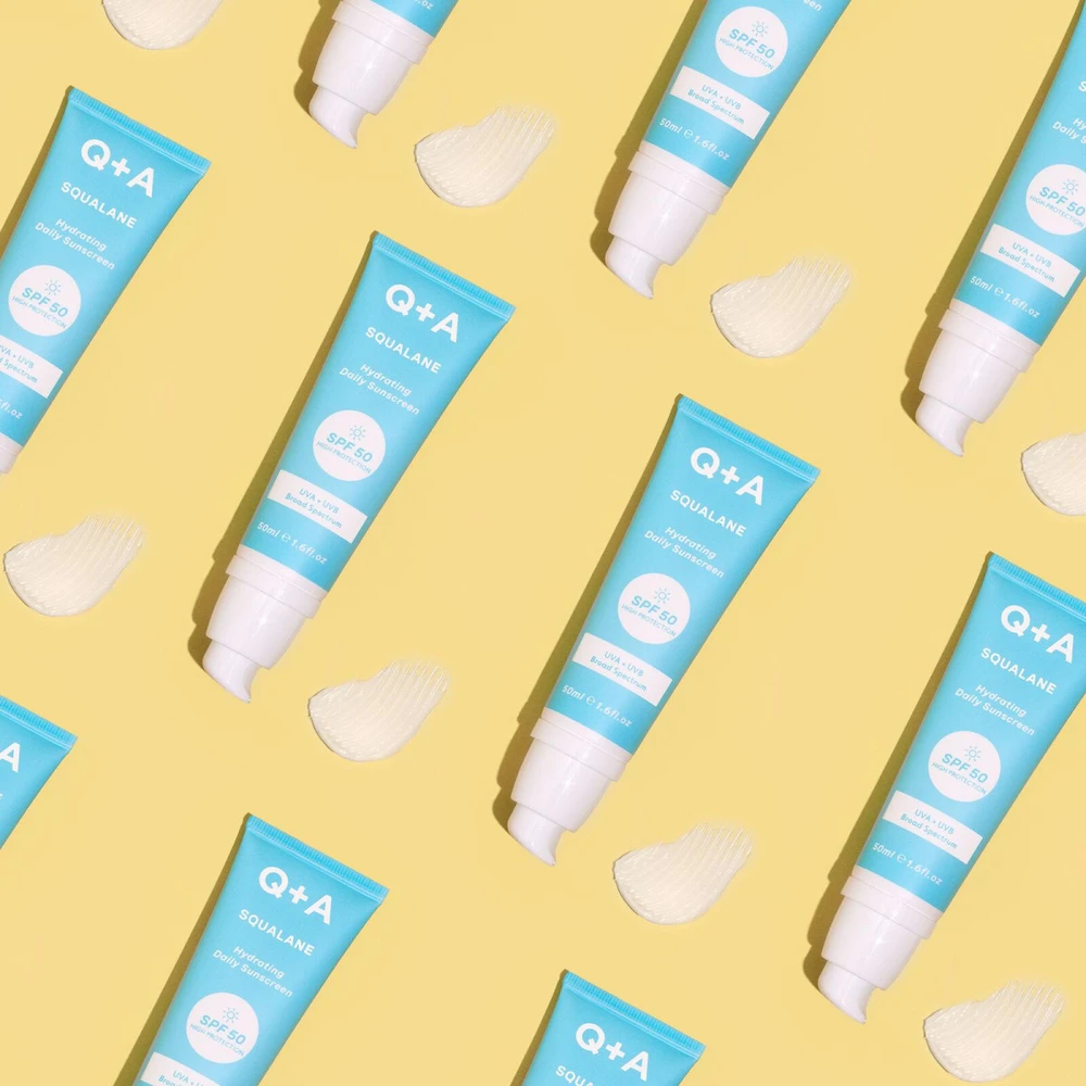 Q+A Squalane Hydrating SPF50 Drėkinamasis veido kremas nuo saulės, 50 ml