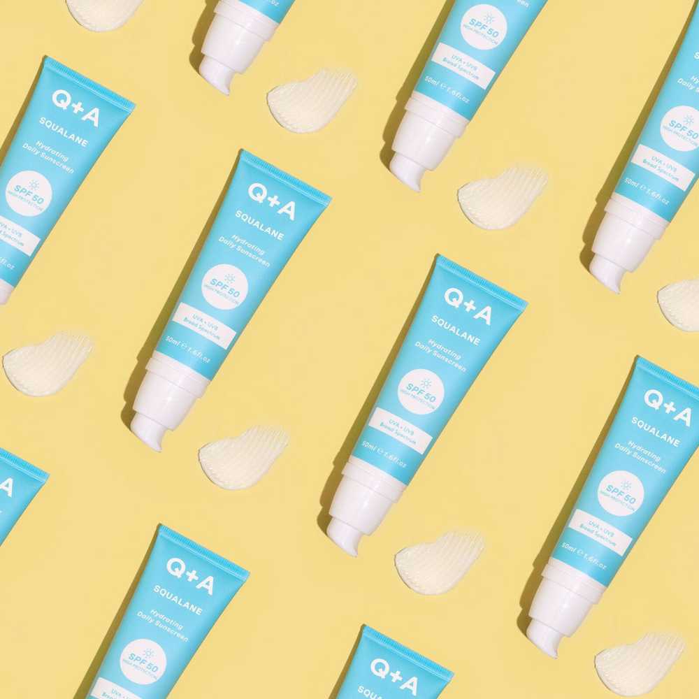 Q+A Squalane Hydrating SPF50 Drėkinamasis veido kremas nuo saulės, 50 ml