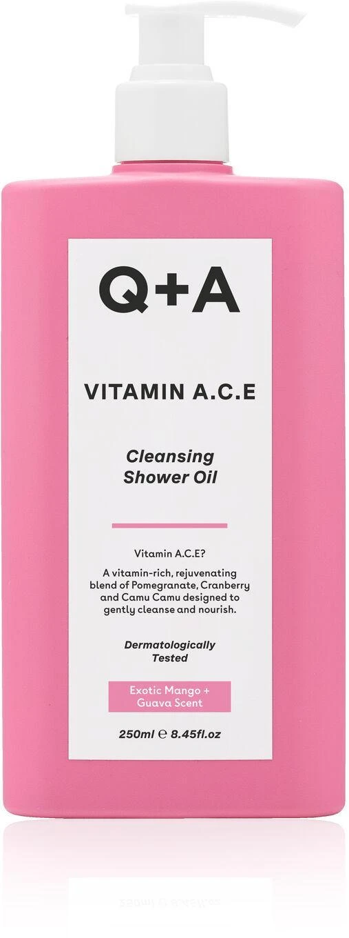 Q+A Vitamin A.C.E. Cleansing Shower OIl Valomasis dušo aliejus, 250 ml