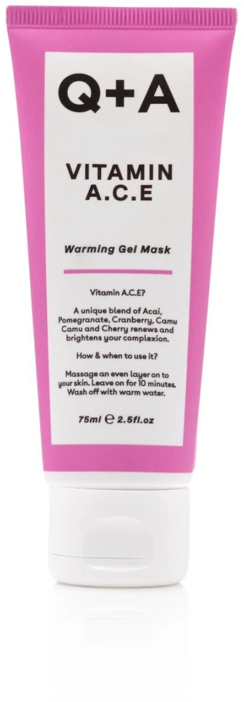 Q+A Vitamin A.C.E Warming Gel Mask Gelinė gaivinamoji veido kaukė, 75 ml